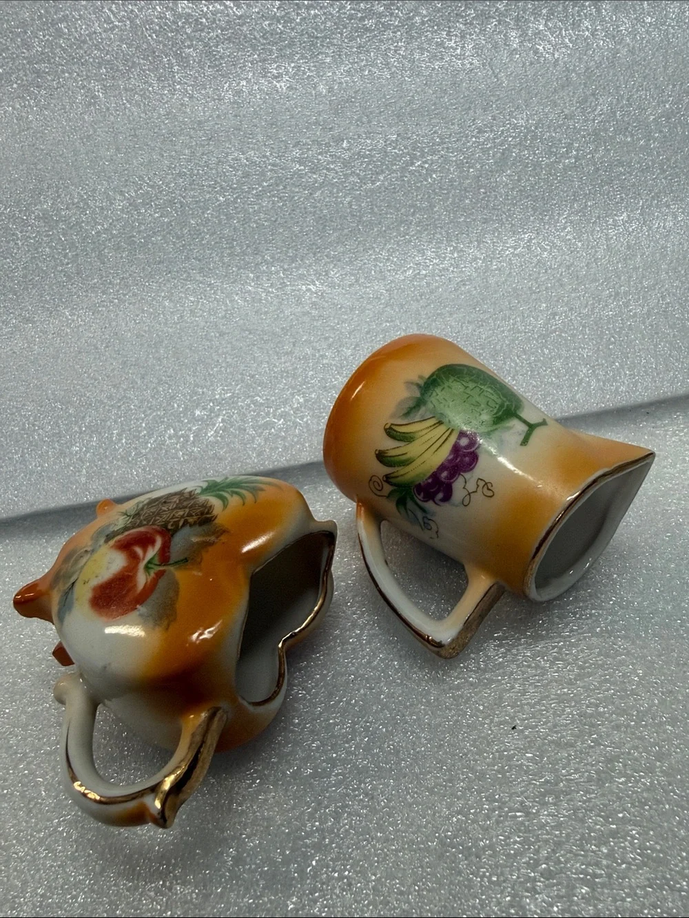 Vintage Miniature Porcelain Creamer Pitcher Set Fruit Design Japan